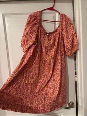 Old Navy Orange and Pink Floral Smocked Top